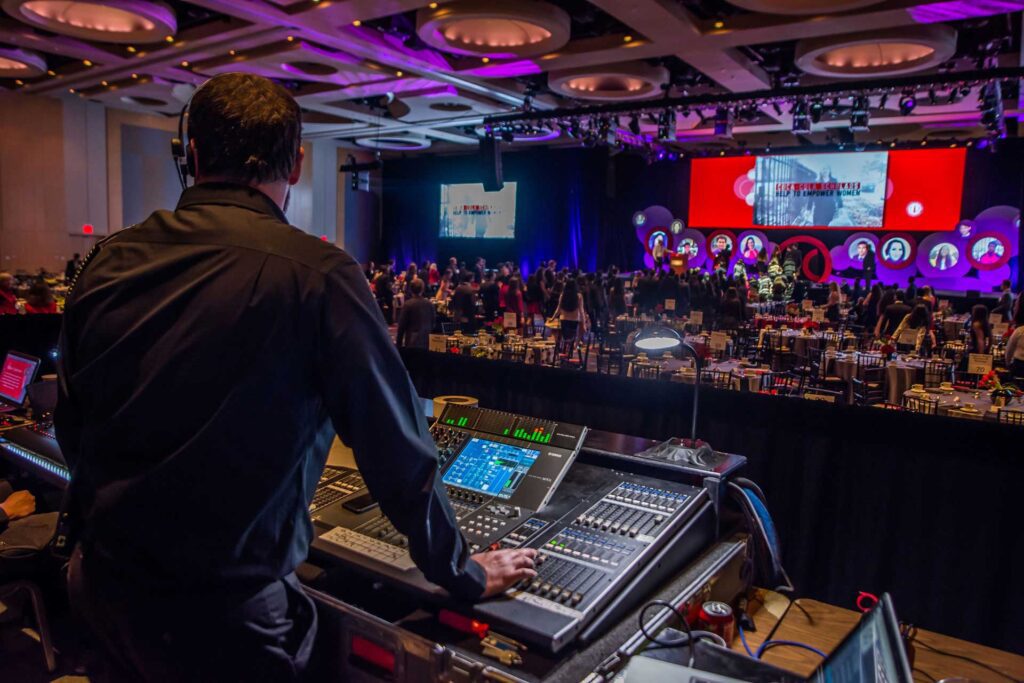 Live event production with professional lighting and audience engagement