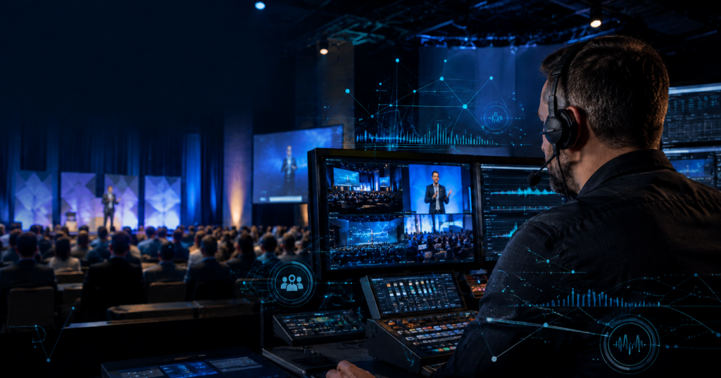 Event producer using AI technology to manage a live conference.